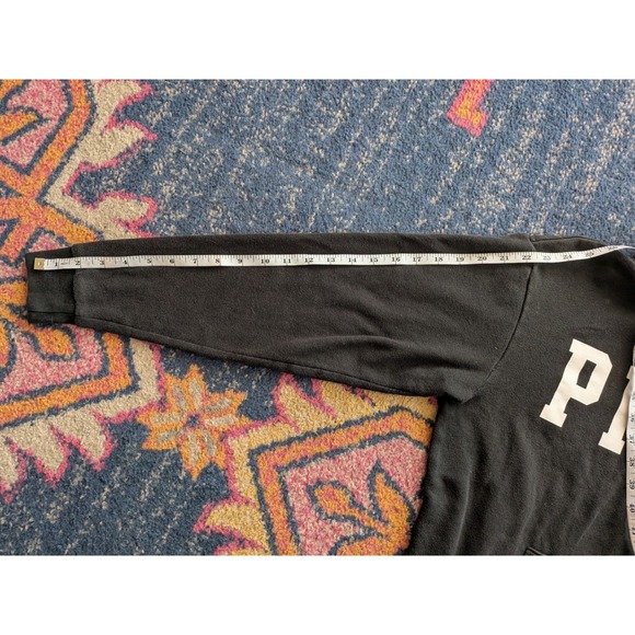 PINK Victoria's Secret Logo Quarter Zip Gray Sweatshirt Front Pocket Y2K Size XS - Picture 9 of 9